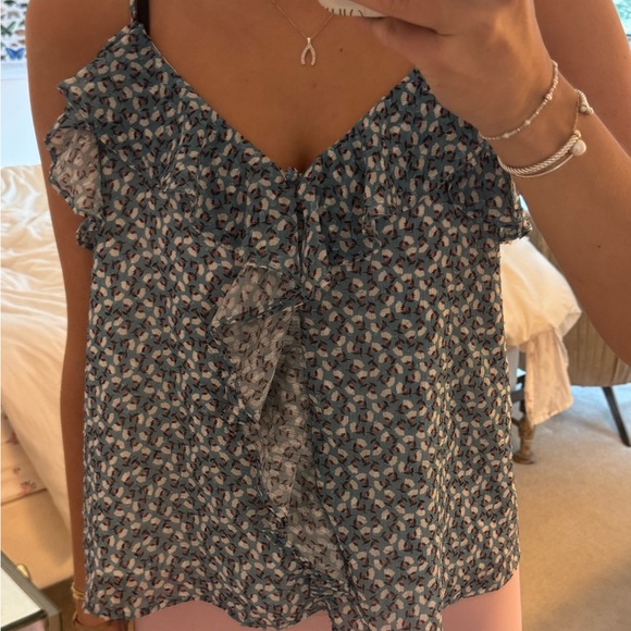 Blue Patterned Ruffle Camisole - Picture 3 of 3